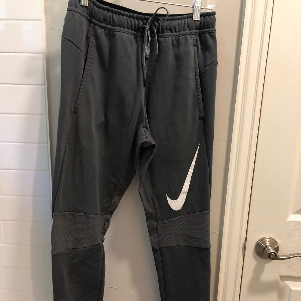 NIke Dri-FIT warm grey joggers with ankle zippers